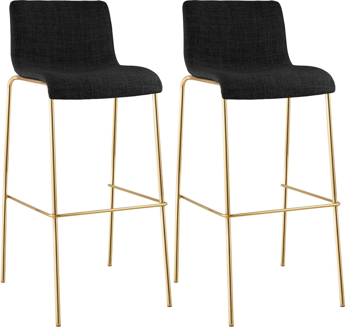 CLP 2er Set Barhocker Hover Stoff Vierfußgestell Gold Stoff HBT: 100x43x48 cm dunkelgrau