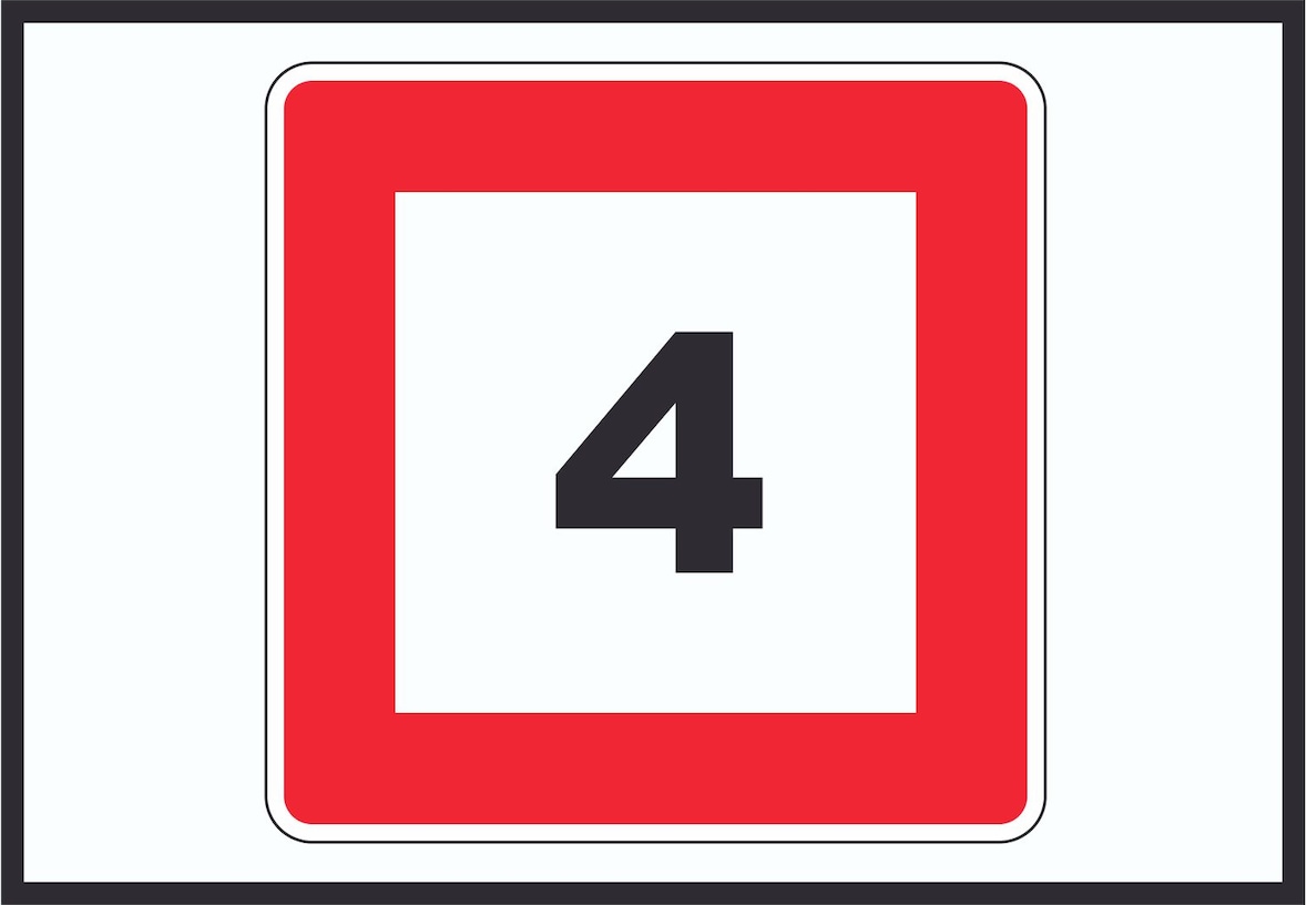 Höchstgeschwindigkeit 4 km/h nicht zu überschreiten Schild mit Symbol A6 (105x148mm)