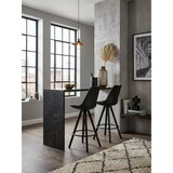 thumbnail of Skandinavischer Barhocker: Polsterung, Rückenlehne, X-Beine mit Metallring, Kunstleder-Sitzschale, Filzgleiter. 49x53x113 cm | Kadima Design