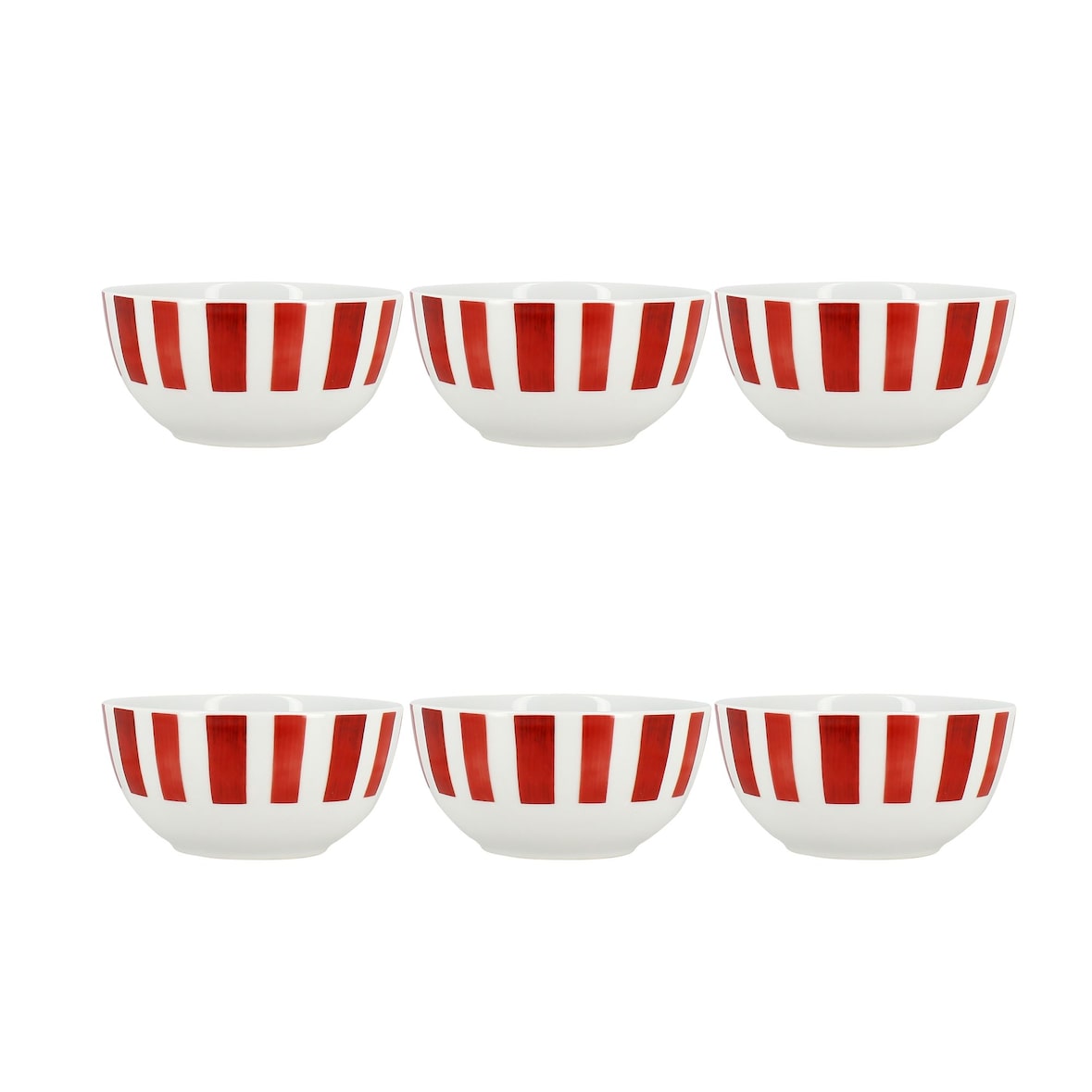 Novastyl - Lot 6 bols cocorico 45cl en porcelaine rouge et blanc