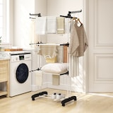 thumbnail of HOMCOM tendedero plegable para ropa con ruedas tendedero vertical de acero de 3 niveles con alas plegables y colgadores giratorios 73x64x172 cm