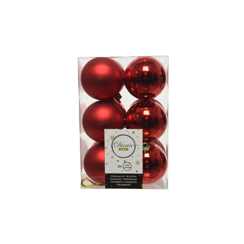 Decoris box 12 sfere rosso 60 021832