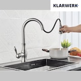 thumbnail of NAVIS | Elegante roestvrijstalen uittrekbare keukenkraan zilver | Luxe mengkraan hoge boog | Hogedrukkraan 360° draaibaar 2 aansluitingen