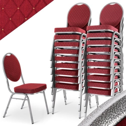 Stapelstuhl 20er Set - Bankettstuhl stabil bis 150 kg in Rot, Raburg David