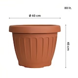 thumbnail of Vaso Terra Tondo 60 cm per Fiori Piante con Sottovaso 80 Litri Plastica Color Terracotta, con Fori di Drenaggio, Resistente agli UV, Made in Italy