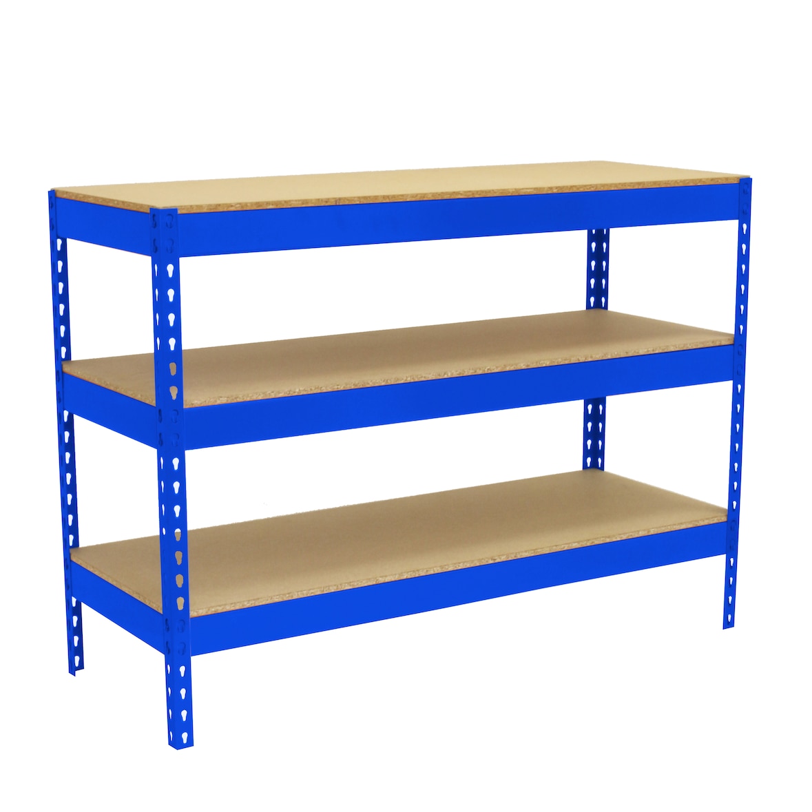SimonRack Banco de Trabajo Taller, Capacidad Carga 400 kg, 900x1800x450 mm, 2 repisas inferiores, Azul/Madera - BT-BASIC