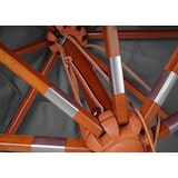 thumbnail of Gastronomie Holz-Sonnenschirm HWC-C57, Gartenschirm, Polyester/Holz 28kg, eckig 4x4m Seilzug stoßsicher ~ anthrazit