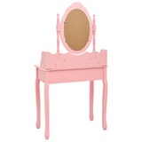 thumbnail of vidaXL Schminktisch-Set mit Hocker Rosa 75x69x140 cm Paulownia-Holz