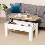 thumbnail of HOMCOM mesa de centro elevable mesa de café con tablero elevable espacio oculto de almacenaje 100x50x45-58,5 cm blanco y natural