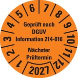 thumbnail of Dreifke® Prüfplakette Geprüft DGUV Info. 214-016 NP 2027,orange,Dokufolie,Ø 30mm,18 St/Bogen