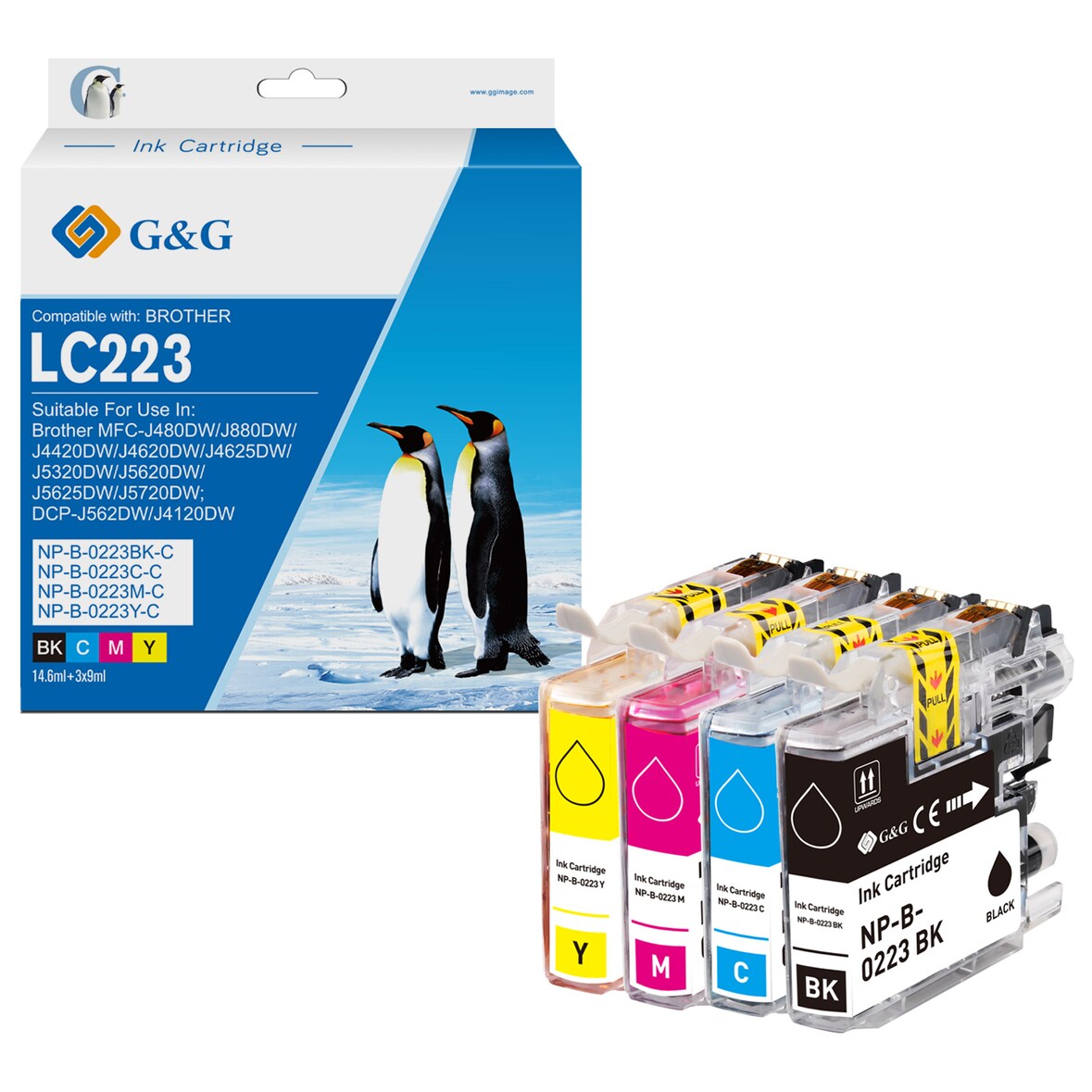 G&G Brother LC-223 XL - Huismerk Inktcartridges - Zwart / Cyaan / Magenta / Geel