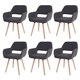 thumbnail of Lot de 6 chaises de salle à manger HWC-A50 II, chaise de cuisine, design rétro années 50 ~ textile, gris, pieds clairs