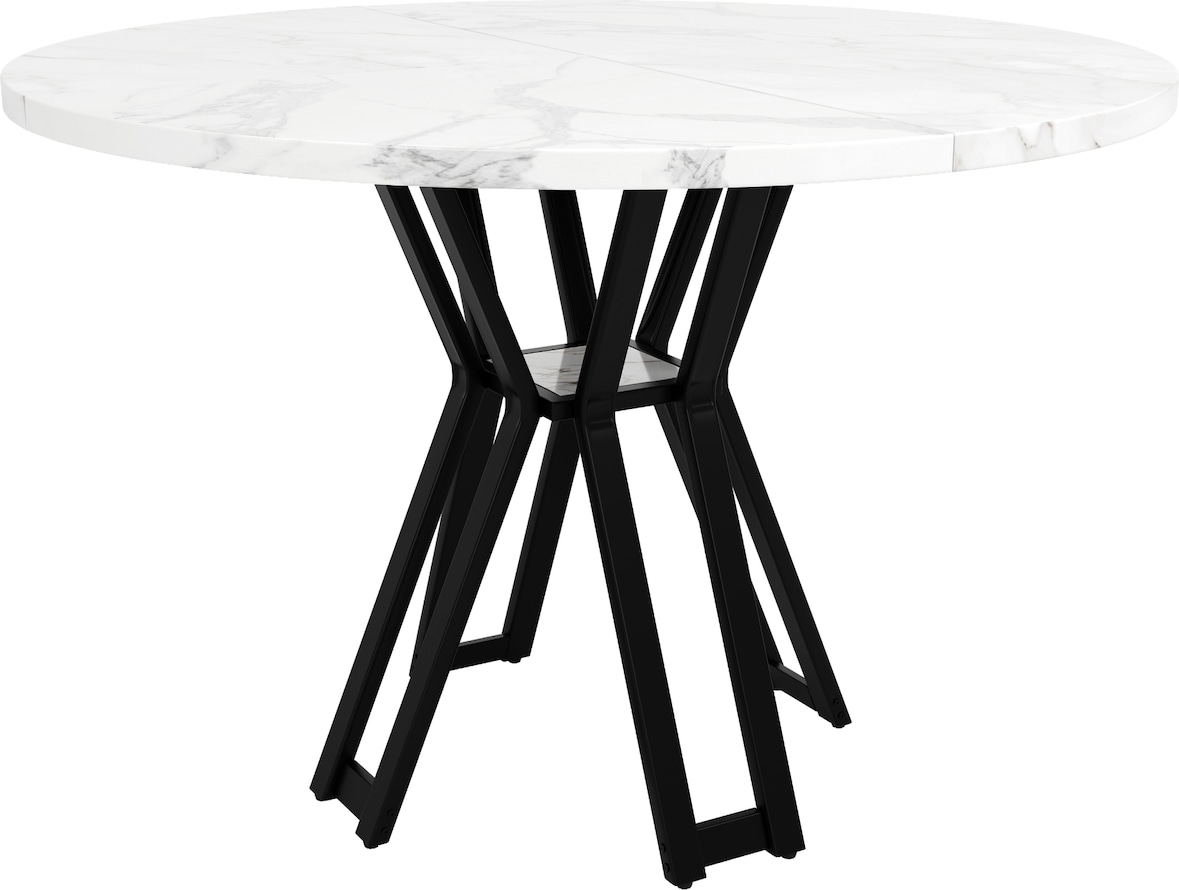 Merax Runder Esstisch 100 x 100 x 76cm mit kleinem Stauraum, marmorierte MDF-Platte, für 4-6 Personen, Schwarz