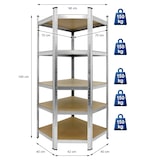 thumbnail of ECD Germany Werkstattregal Schwerlastregal Eckregal - 180x70x40 cm - verzinkt - belastbar bis 750kg - 5 MDF-Platten - Eck Lagerregal Steckregal