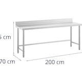 thumbnail of Royal Catering Mesa de acero inoxidable - ECO - 200 x 70 cm - 300 kg - antisalpique -