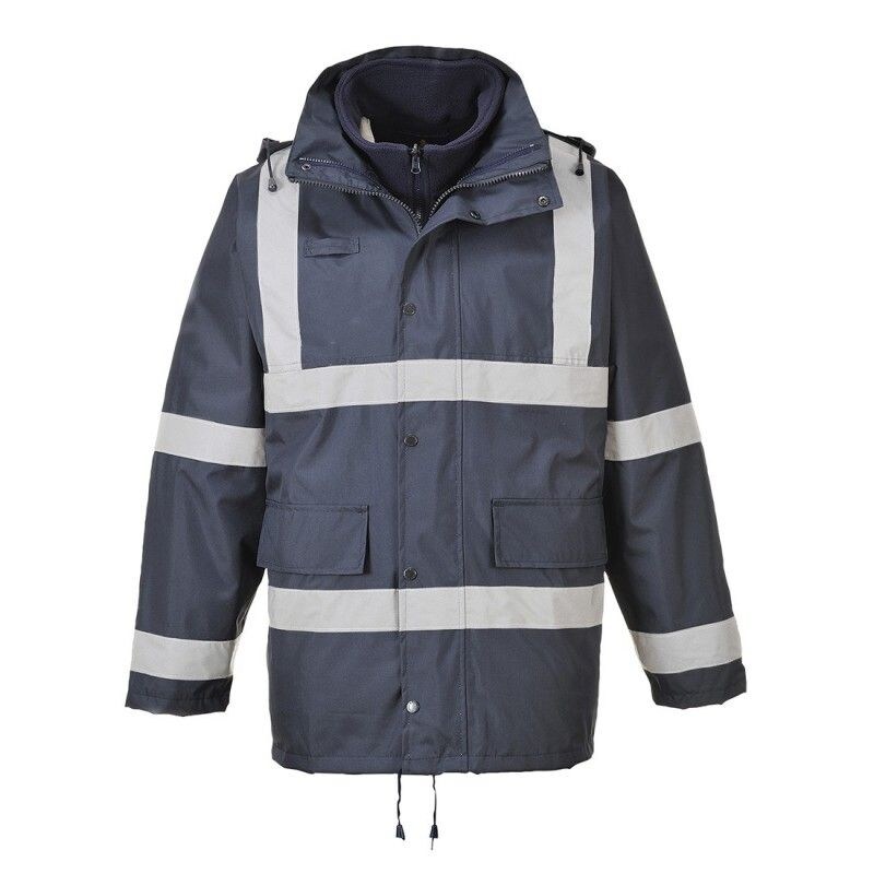 Portwest - Parka de travail 3 en 1 imperméable IONA TRAFFIC doublure polaire détachable Bleu Marine Taille M