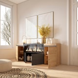 thumbnail of Dressoir, Opbergkast, Buffetkast, Sideboard, 208x35x75cm, 4 Deuren, Elektrische haard XXL, Moderne stijl, Eiken/Zwart _ 417_11