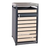 thumbnail of Décoshop26 - Abri poubelle avec bac à plantes porte verrouillable 125 x 68 x 80 cm métal aspect bois de hêtre anthracite 04_0005704