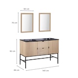 thumbnail of Meuble double vasque 140cm chêne STUDIO sur pieds + miroir carré