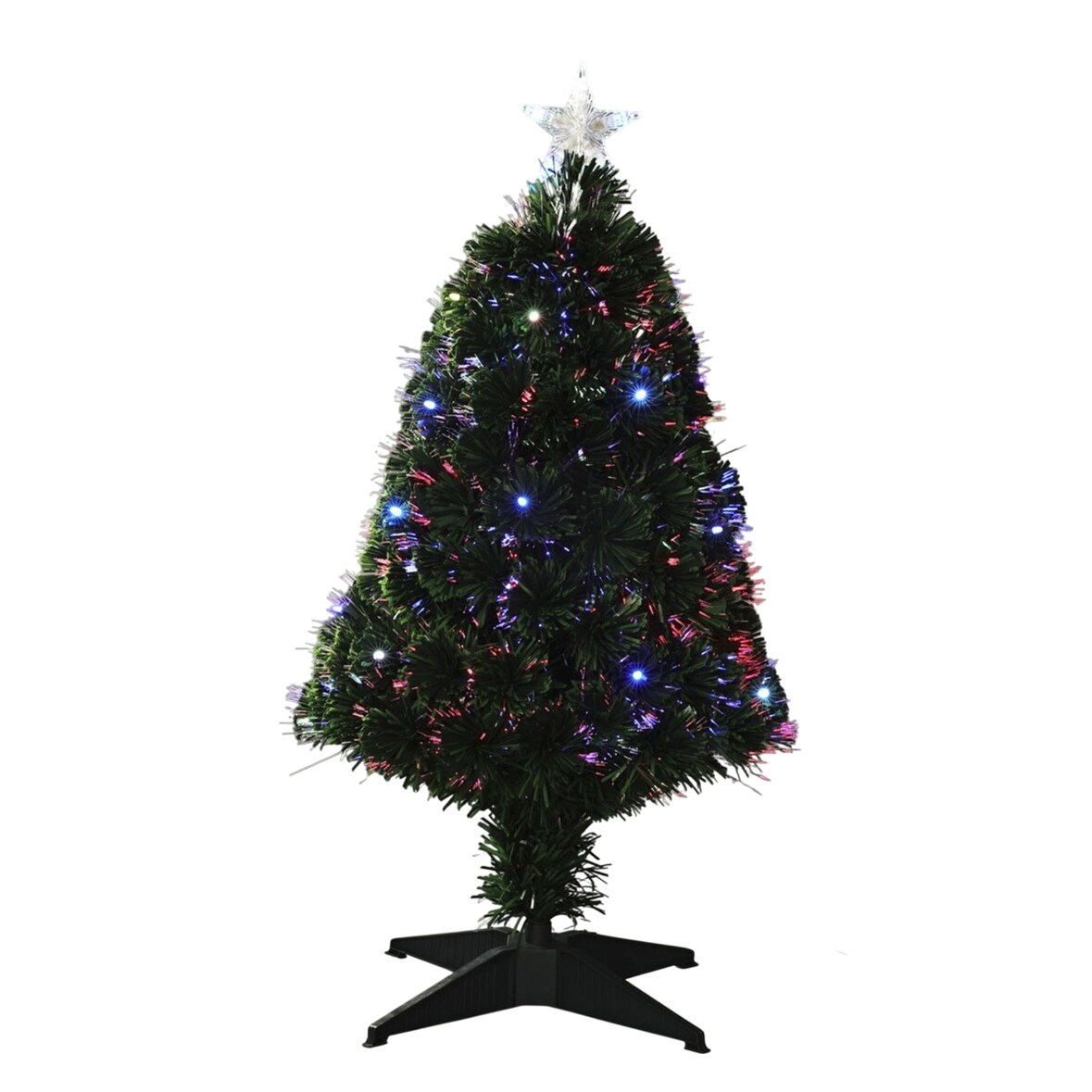 WellHome - Árbol de Navidad de fibra óptica con 20 Luces LED Multicolor con estrella 43x43x90cm