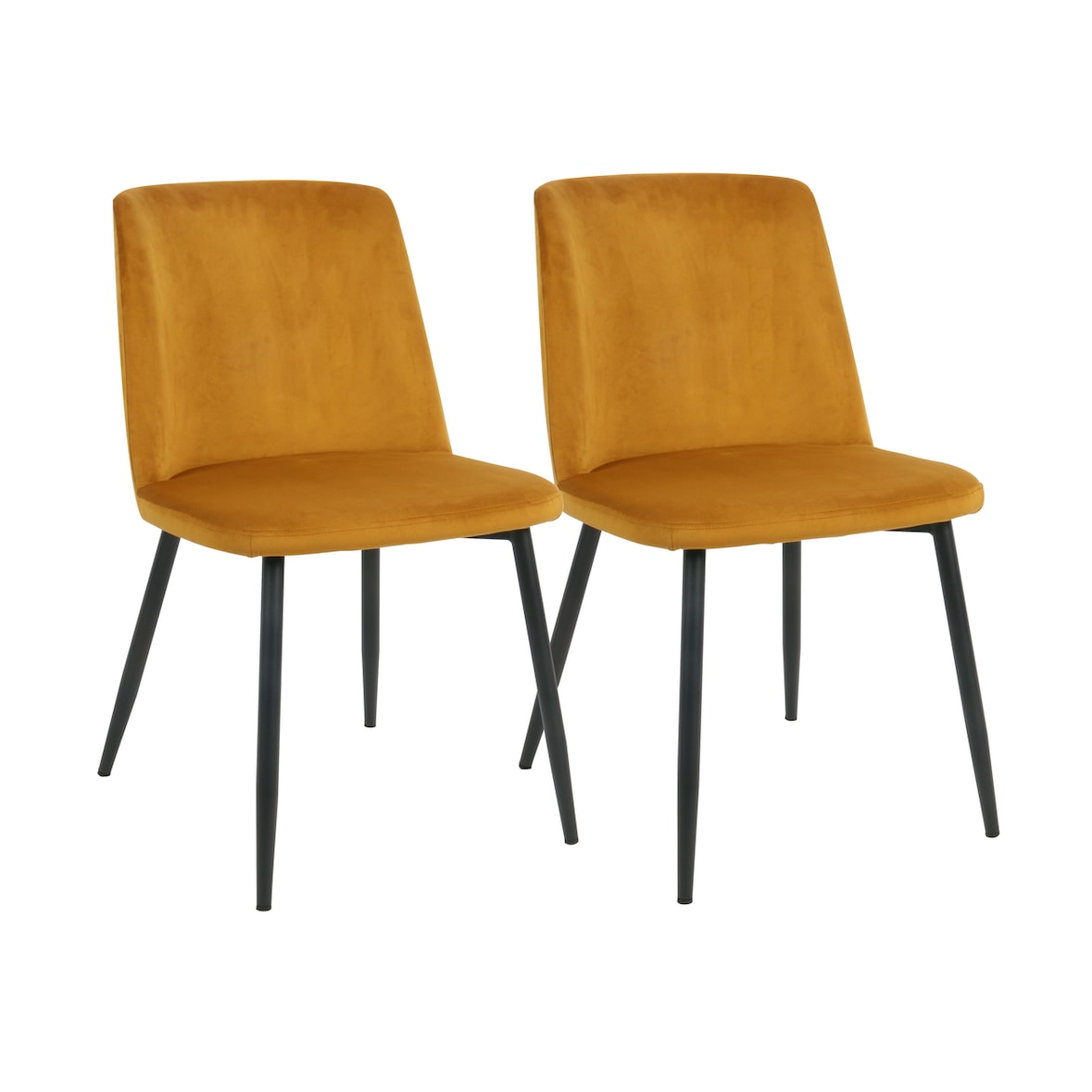 METRO PROFESSIONAL Silla de restaurante tapizada Belora, set de 2, acero/poliéster, amarillo/negro