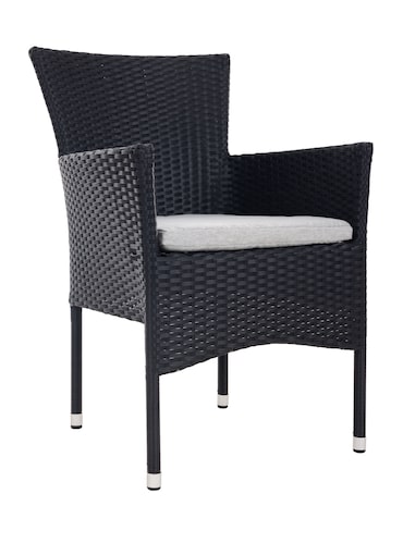 METRO PROFESSIONAL Poltrona empilhável com almofada Noelani, rotim PE, preto