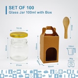 thumbnail of Lote de 100 tarros de vidrio 100 ml con caja con ventana y cucharas