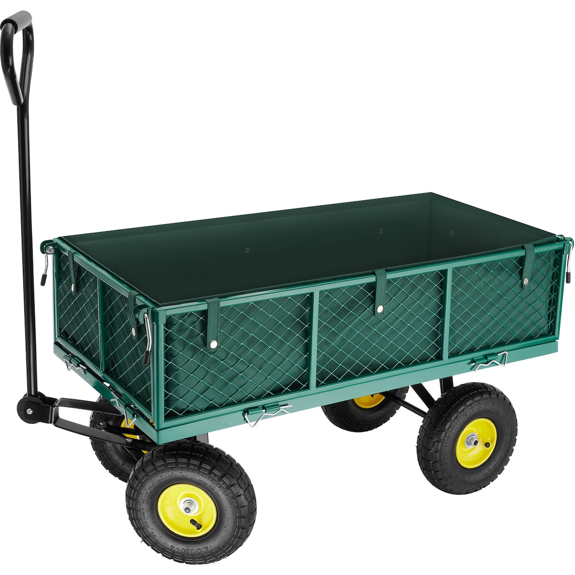 tectake Carrinho de transporte com capa interna + engate de reboque máx. 350 kg  Verde