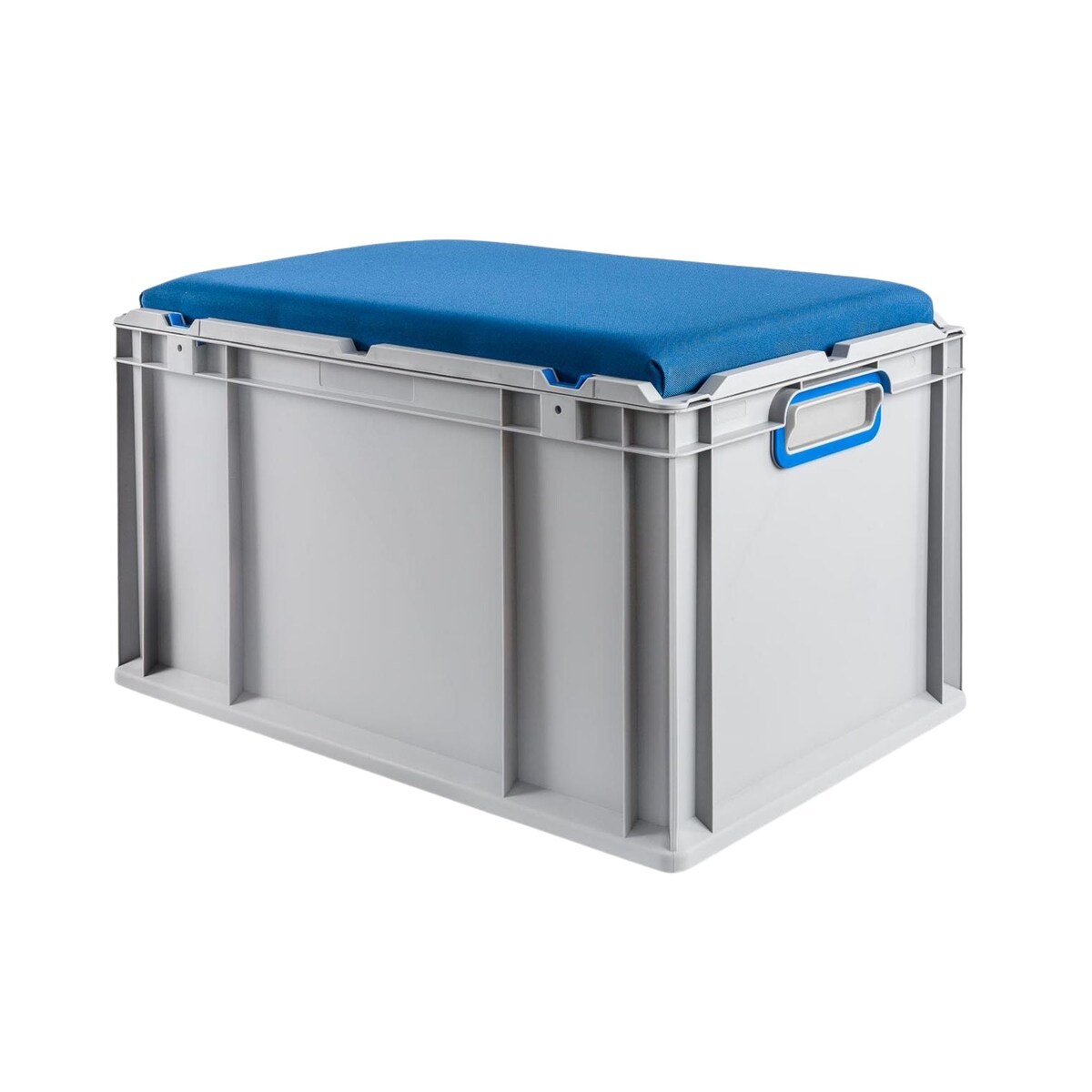 PROREGAL Eurobox NextGen Seat Box Blau | HxBxT 36,5x40x60cm | 65 Liter | Griffe geschlossen | Eurobehälter, Sitzbox, Transportbox, Transportbehälter