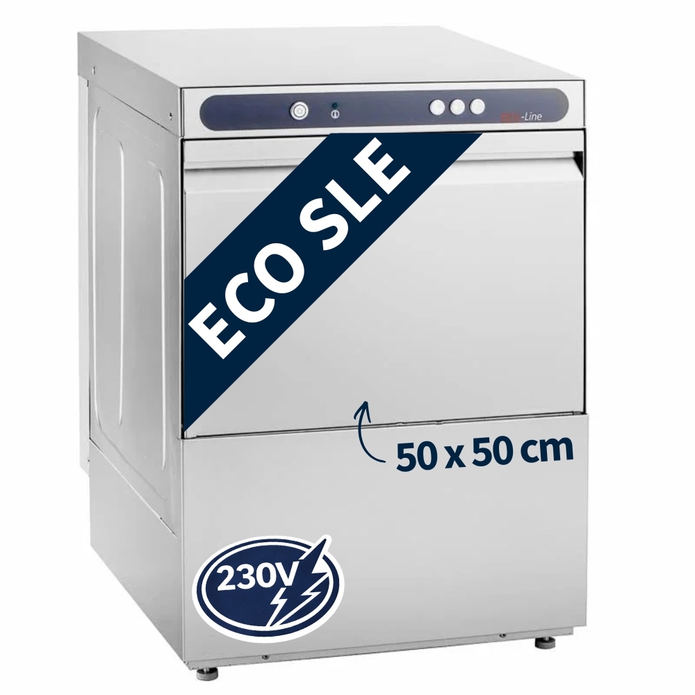 GastroHero Geschirrspülmaschine ECO 50×50 Korbmaß – Mit Reiniger-/Klarspüldosierer, Ablaufpumpe & Enthärter, 230 V