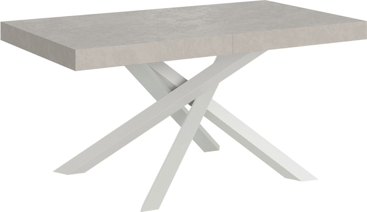 Volantis ausziehbarer Kaschmirtisch 160/420x90 cm mit weißen Beinen