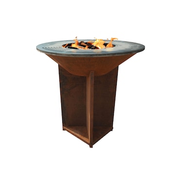 PURLINE Barbecue grande em aço corten com chapa de aço e grelha EFP56CO