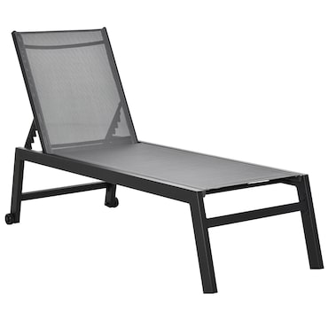 Outsunny Espreguiçadeira de Jardim com Encosto Reclinável 5 Posições em Alumínio e Textilene Carga 120 kg  169x65x102 cm Cinza