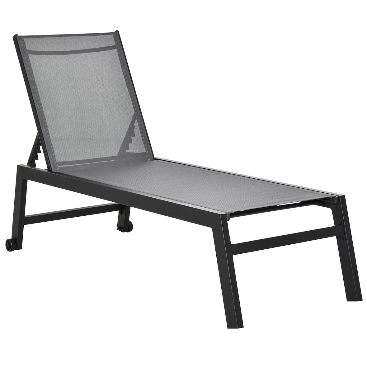Outsunny Espreguiçadeira de Jardim com Encosto Reclinável 5 Posições em Alumínio e Textilene Carga 120 kg  169x65x102 cm Cinza