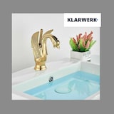 thumbnail of ADRIAN | Design Edelstahl Badarmatur  in Schwan Optik | Gold glänzend luxuriöse Waschtischarmatur Hotel Gastronomie | Mischbatterie Bad 2 Anschlüsse