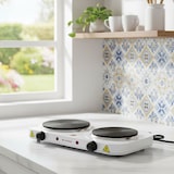 thumbnail of MELCHIONI FAMILY Cocina Eléctrica COOK 2, 1500W, 2 Placas de Hierro Fundido, Termostatos Regulables, Blanca, 118360115
