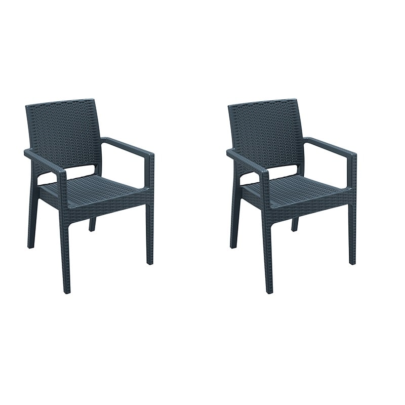 SIESTA EXCLUSIVE Pack de 2 Sillas para Exterior Ibiza Ratán Gris