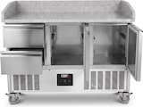 thumbnail of Romux® Pizzatisch 1 Tür und 4 Schubladen 140x70 cm mit Arbeitsfläche aus Granit mit Umluftkühlung | Pizzakühltisch aus Edelstahl