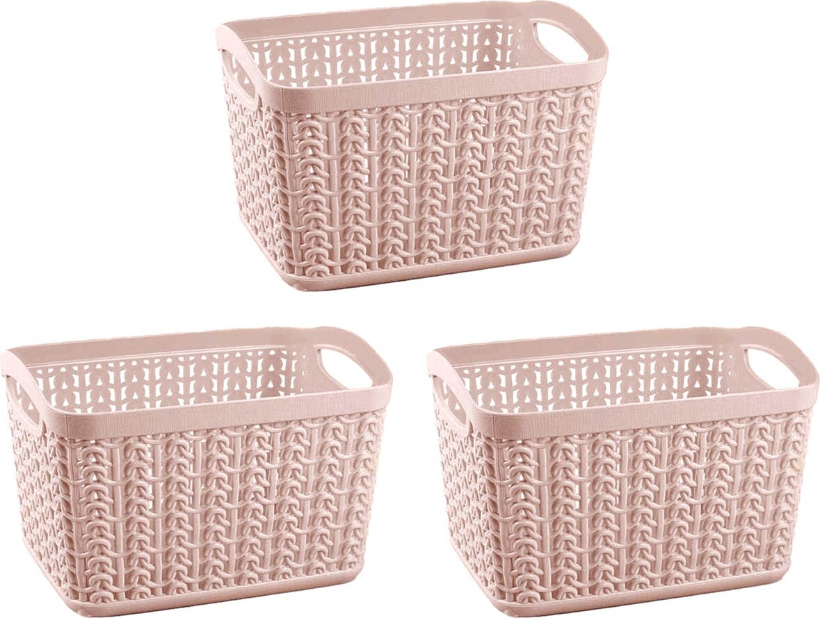 Kit 3 Cestas Rectangulares 1,5 Litros Rosa 7house | Makro
