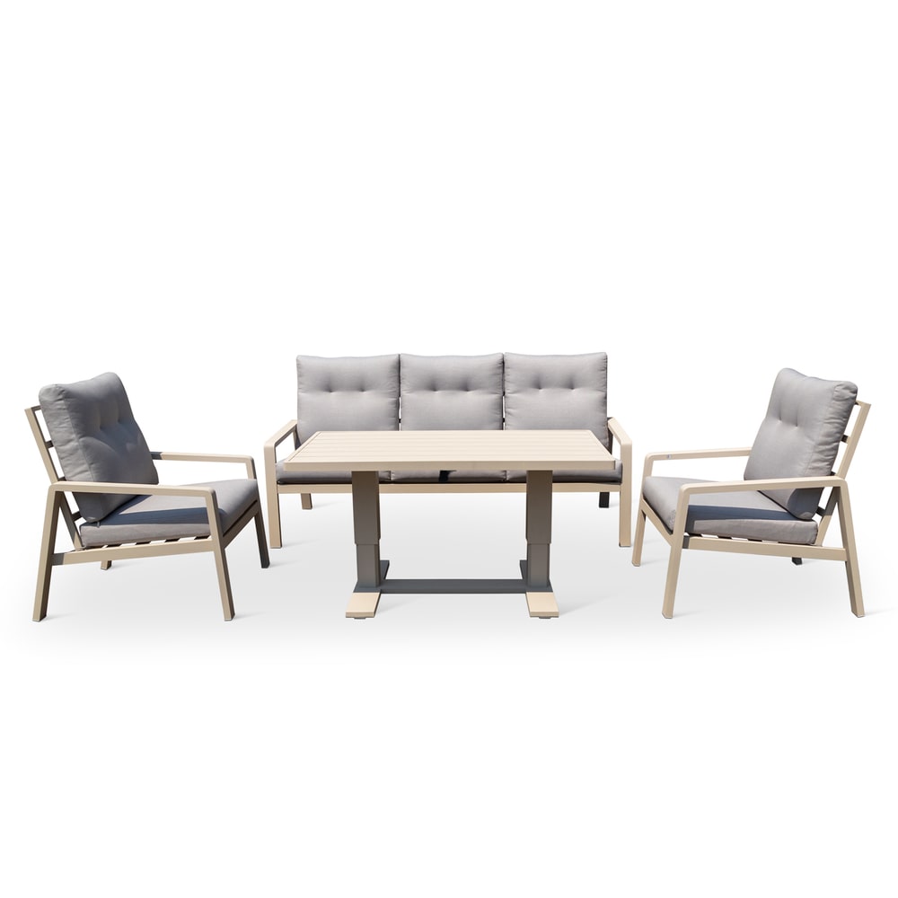 YOEVU - Set de jardín, 5 plazas con sillón reclinable , mesa elevable y reposapiés