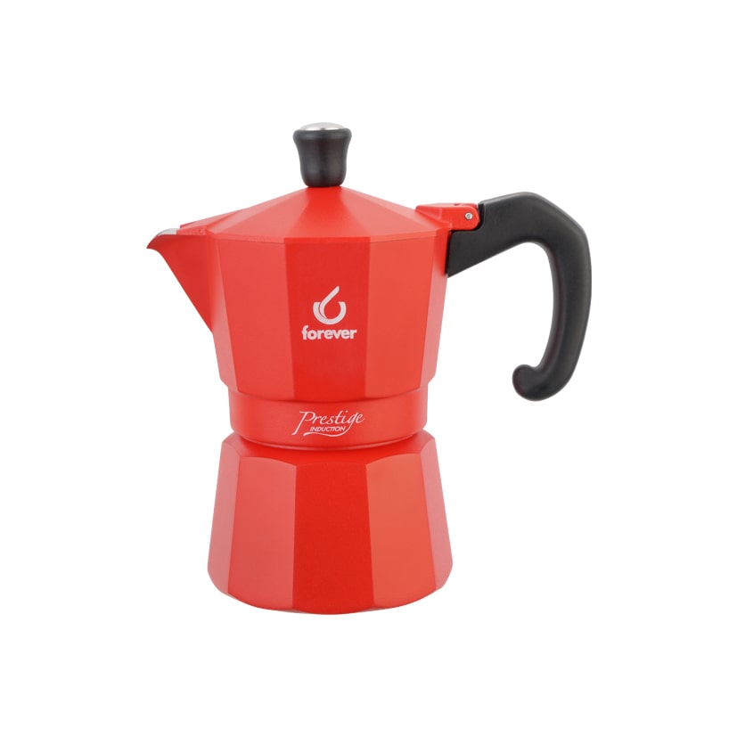 Forever Miss Moka Prestige 6 Tassen, Aluminium, Induktion, rot