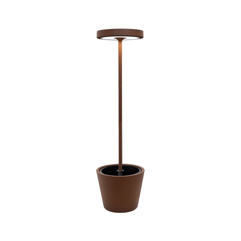 Poldina Reverso Solar L Corten - Lámpara de pie LED solar y recargable 11,7W - Lámpara de pie para exterior e interior H.156cm