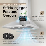 thumbnail of A+++ Dunstabzugshaube 60cm Umluft & Abluft mit 410 m³/h Luftleistung, Abzugshaube mit 2 Aktivkohlefiltern, 2 Fettfiltern, 3 Leistungsstufen