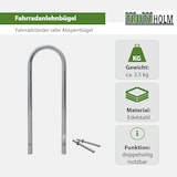 thumbnail of 2 x Fahrradanlehnbügel 115 x 41 cm Edelstahl Ø 49 mm grau