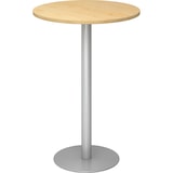 thumbnail of bümö Stehtisch Büro, Bistrotisch rund 80 x 80 cm - Bartisch Ahorn, Stehtisch Holz-Platte, Säule aus Metall in silber, Buffettisch, Säulentisch,