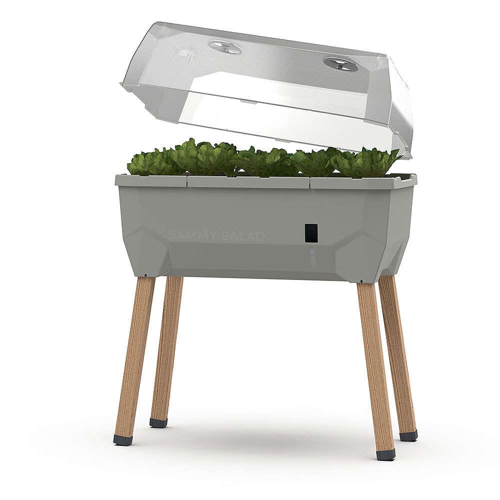 Gusta Garden Sammy Salad Drinnen/Draußen Topfpflanzer Freistehend Polypropylen (PP), Holz Hellgrau, Durchscheinend, Transparent
