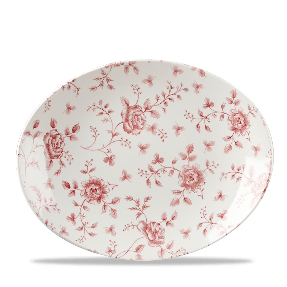 Churchill Super Vitrified Vintage Prints Cranberry Rose Chintz Oval Coup Platte, 6 Stück, 31,7x25,5cm