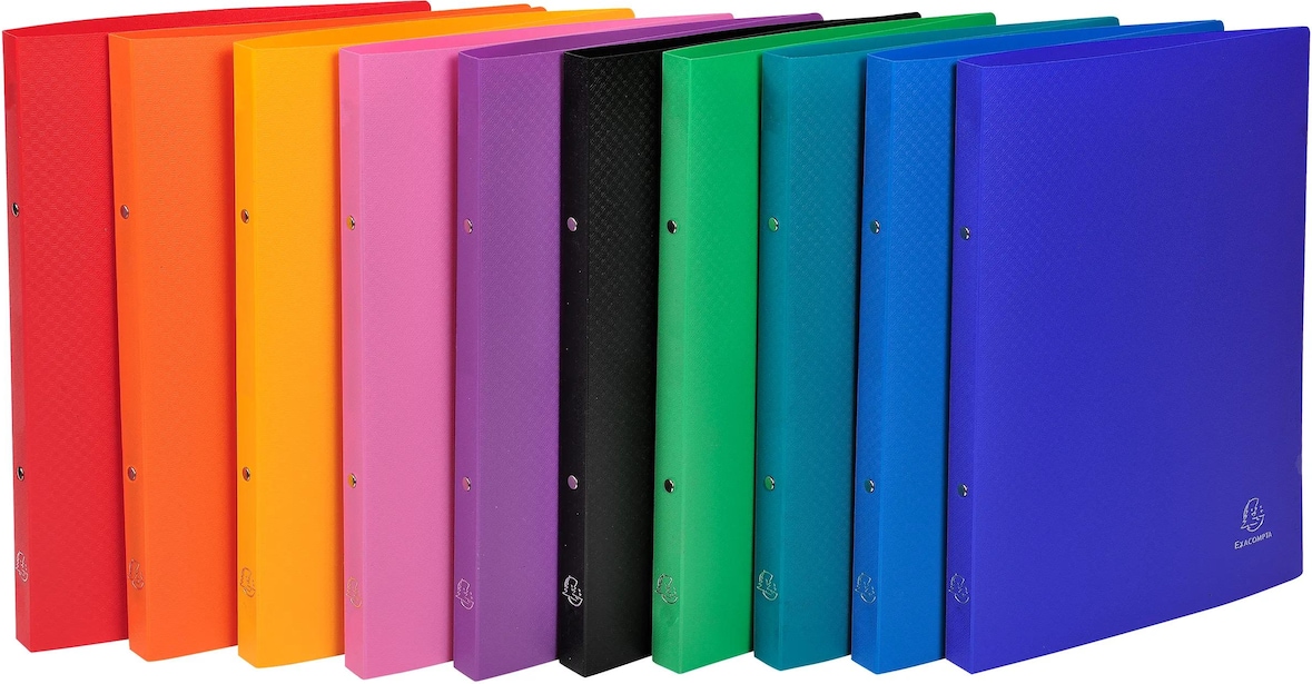 Exacompta - Réf. 541999E - Carton de 10 classeurs souples - 2 anneaux 15mm - Dos 20mm -  32 x 25 cm - A4 - Assortis