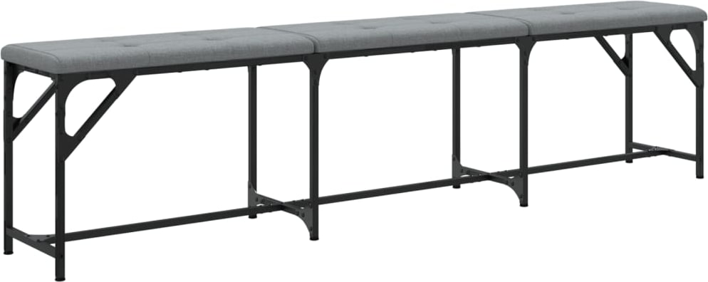 Décoshop26 - Essbank 186 x 32 x 45 cm Stahlgestell und grauer Stoffsitz DEC025018