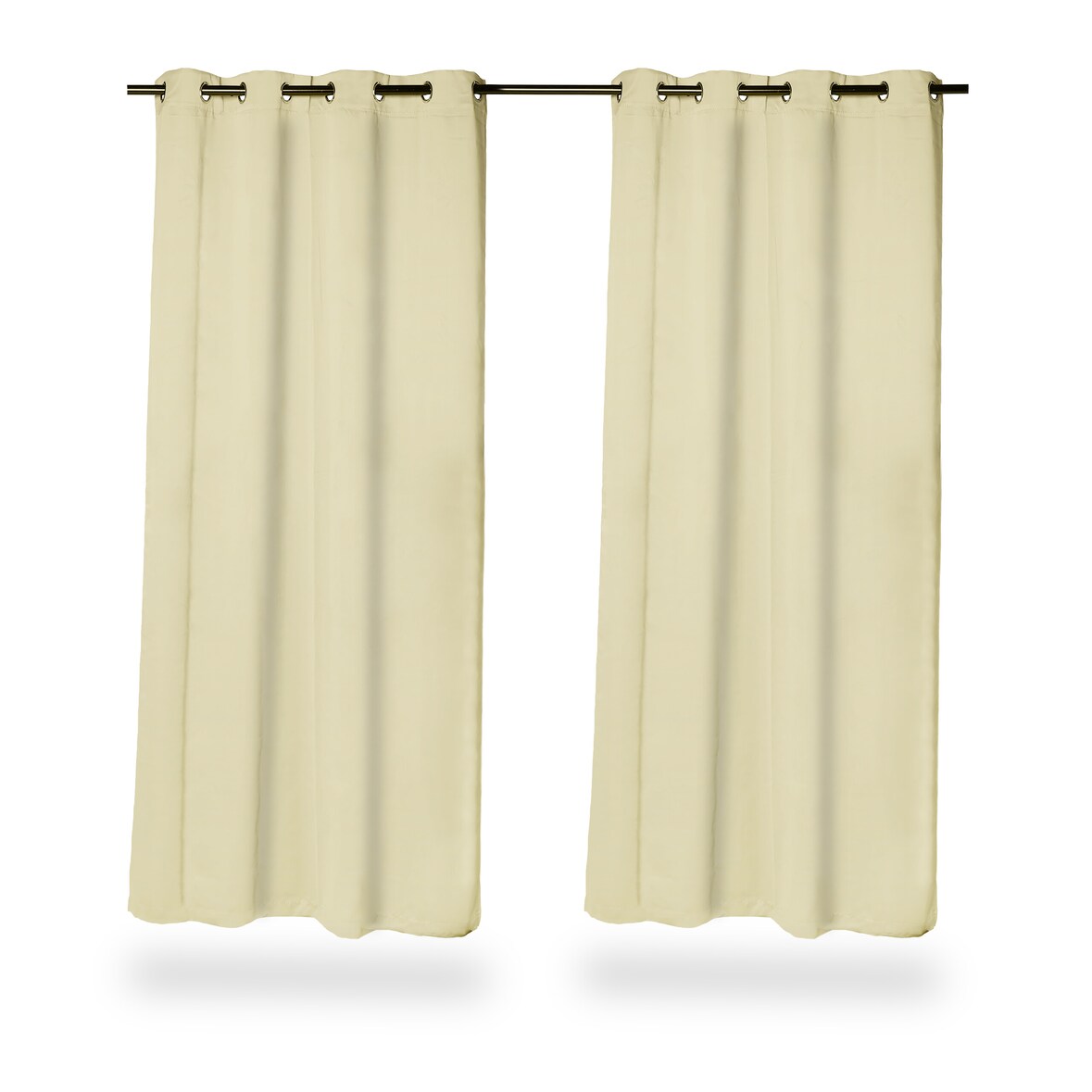 Relaxdays Vorhänge, 2er Set, HxB: 245x135 cm, blickdicht, lichtundurchlässig, Verdunkelungsvorhänge, mit Ösen, sand